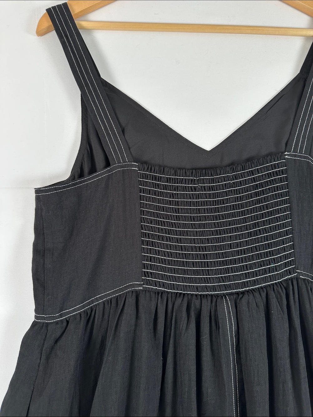 Ricki’s Black Midi Dress Contrast Stitch Sleeveless Fit Flare Utility Size L - Picture 8 of 9